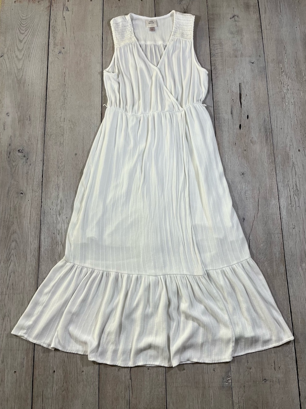Knox Rose White Faux Wrap Sleeveless Boho Maxi Dress Size L